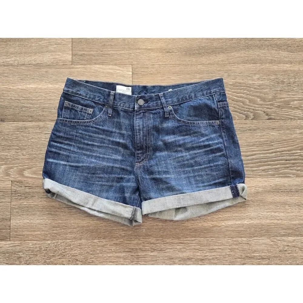 Gap 1969 Denim Shorts 28R Sexy Boyfriend Cuffed Mid Rise Blue Streetewear Summer